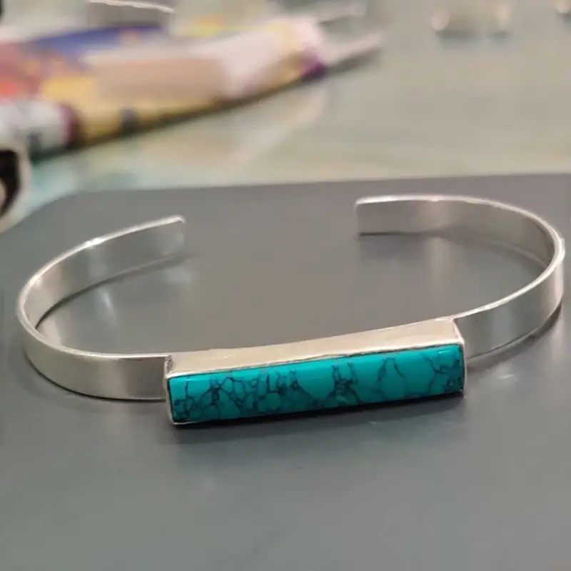 Blue Pulse – Turquoise Slice Cuff