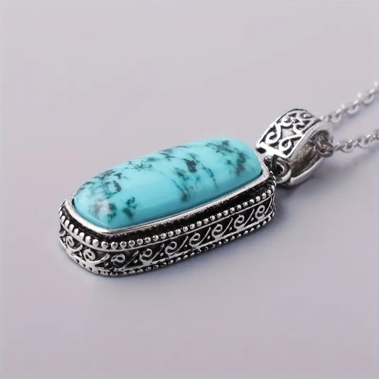 Blue Marble Pendant Necklace