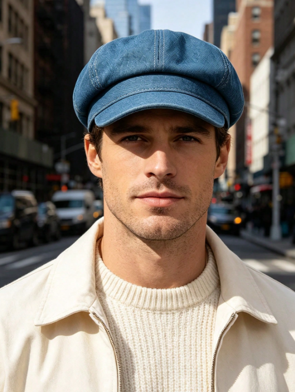Denim Baker Boy Cap