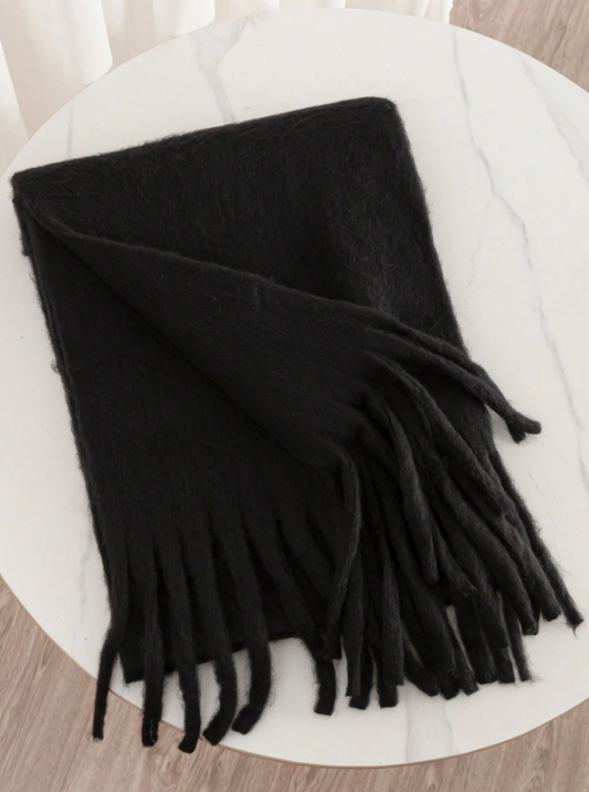 Plush Black Scarf