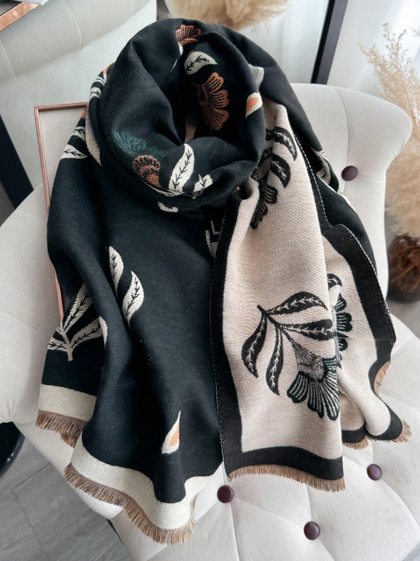 Jacquard Black Scarf