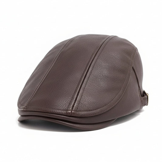 Brown Leather Flat Cap