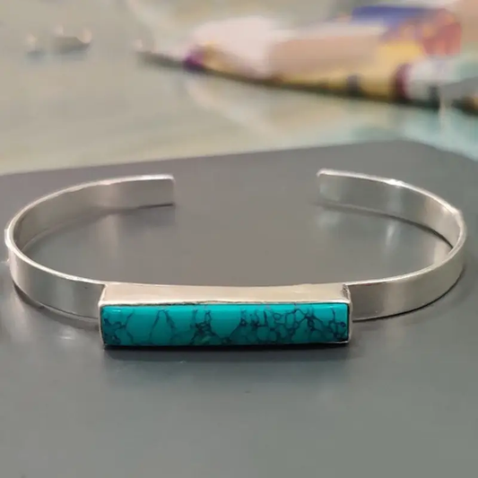 Blue Pulse – Turquoise Slice Cuff