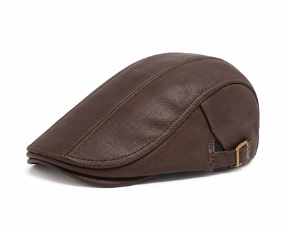 Brown Leather Flat Cap