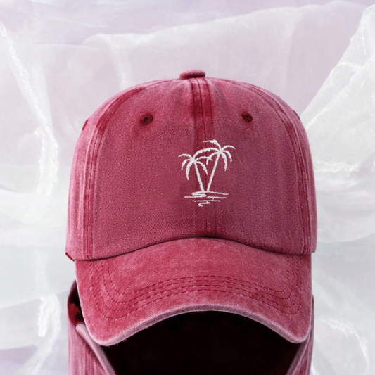 Palm Washed Cap — Burgundy