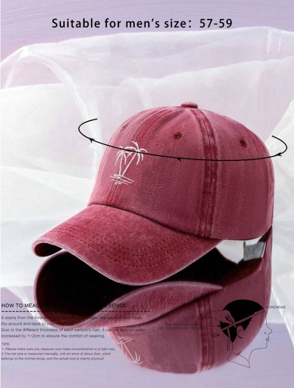 Palm Washed Cap — Burgundy