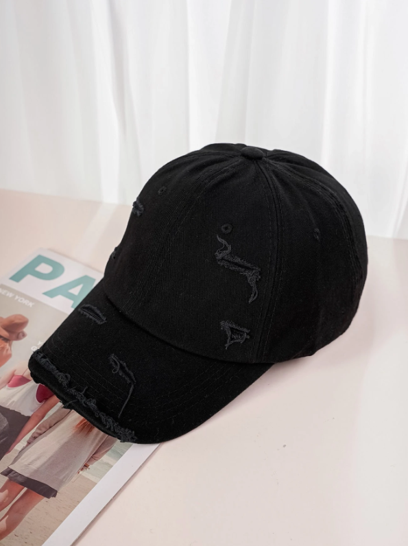 Black Distress Cap