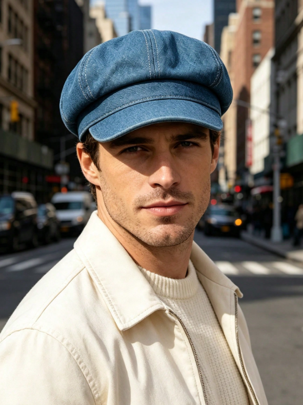 Denim Baker Boy Cap