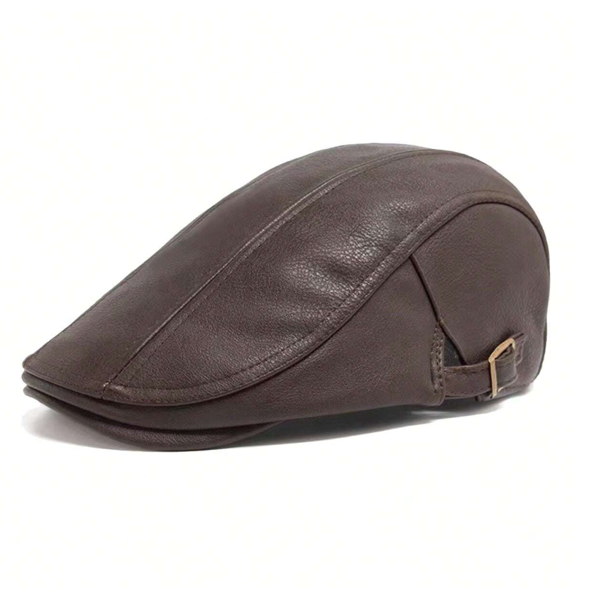 Brown Leather Beret
