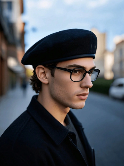 Black Wool Beret