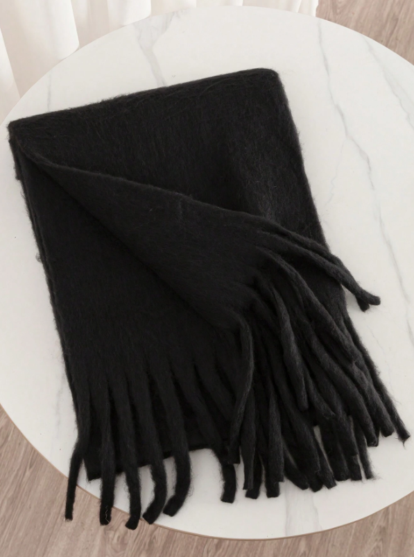 Plush Black Scarf