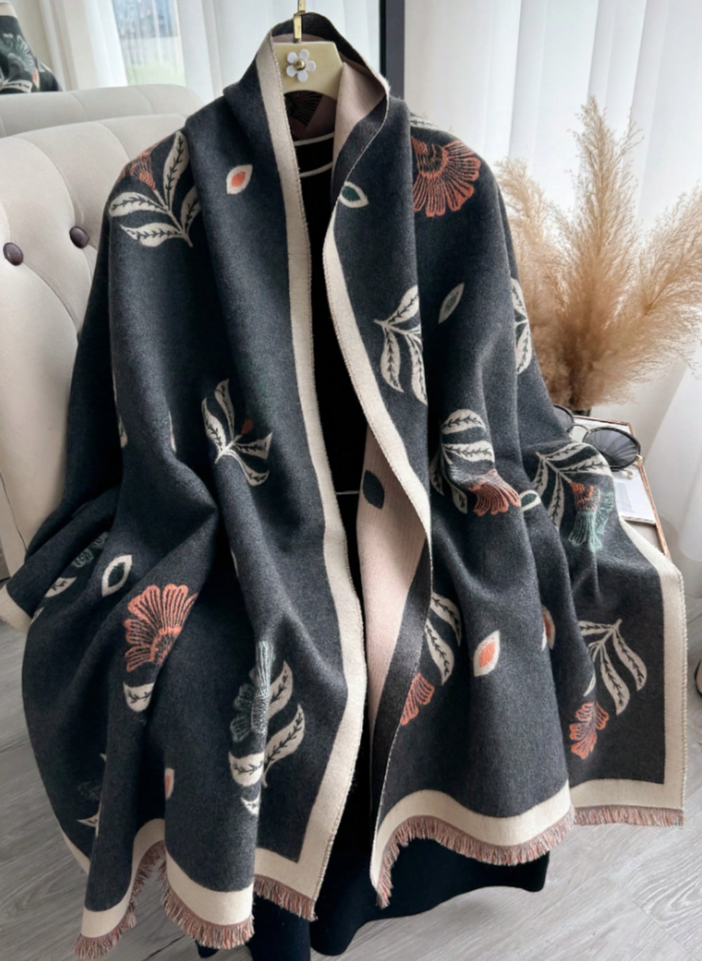 Jacquard Dark Grey Scarf