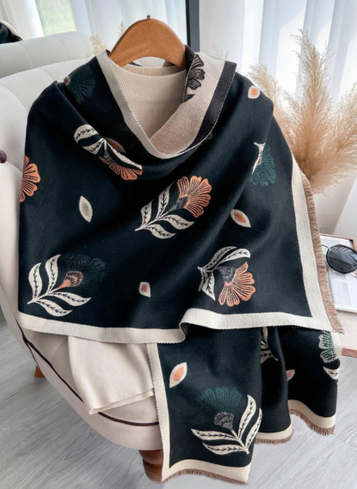 Jacquard Black Scarf